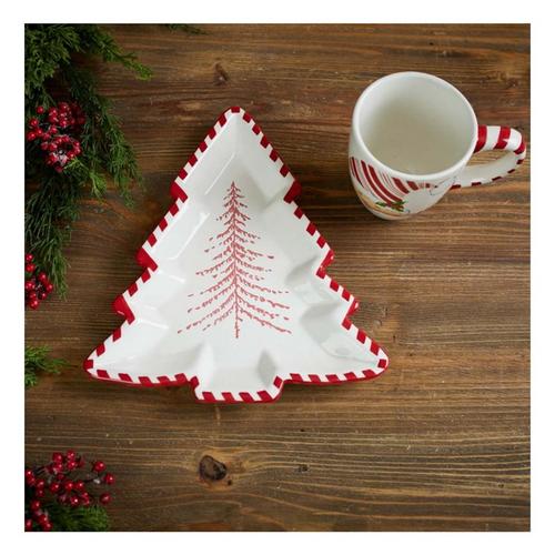 Melrose International Ceramic Pine Tree Platter (Set of 2) - Primary Image