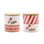 Melrose International Ceramic Peppermint Candy Canister (Set of 4) - Thumbnail 1 of 2