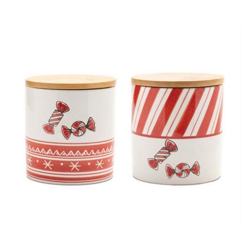 Melrose International Ceramic Peppermint Candy Canister (Set of 4) - Primary Image