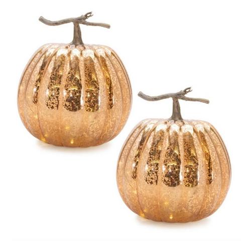 Melrose International LED Mercury Glass Pumpkin Dcor (Set of 2) - Primary Image