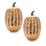 Melrose International LED Mercury Glass Pumpkin Dcor (Set of 2) - Thumbnail 3 of 4