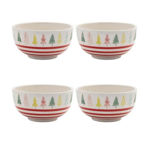 Melrose International Ceramic Pine Tree Print Bowl (Set of 4) - Primary Image