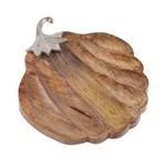 Melrose International Wooden Pumpkin Tray with Aluminum Stem - Thumbnail 1 of 2