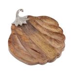 Melrose International Wooden Pumpkin Tray with Aluminum Stem - Thumbnail 2 of 2