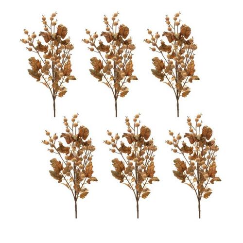 Melrose International Fall Oak Leaf and Berry Spray (Set of 6) - Primary Image