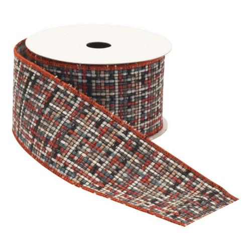 Melrose International Checkered Woven Wired Ribbon (Set of 2) - Primary Image