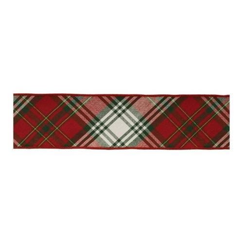 Melrose International Traditional Plaid Pattern Wired Ribbon 4" x 5 Yds. - Primary Image
