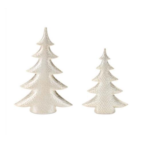 Melrose International Porcelain Shimmer Pine Tree (Set of 2) - Primary Image