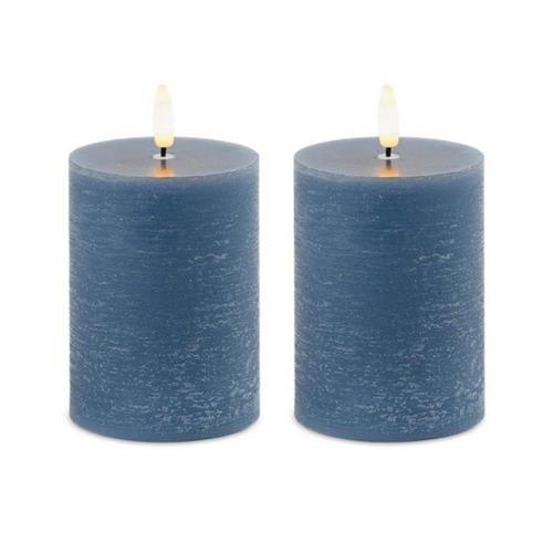 Melrose International FIA Wick White Pillar Candle (Set of 2) - Primary Image