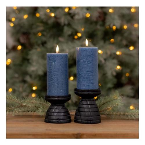 Melrose International FIA Wick White Pillar Candle (Set of 2) - Primary Image