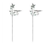 Melrose International Iron Hummingbird Leaf Bird Feeder Garden Stake (Set of 2) - Thumbnail 1 of 3