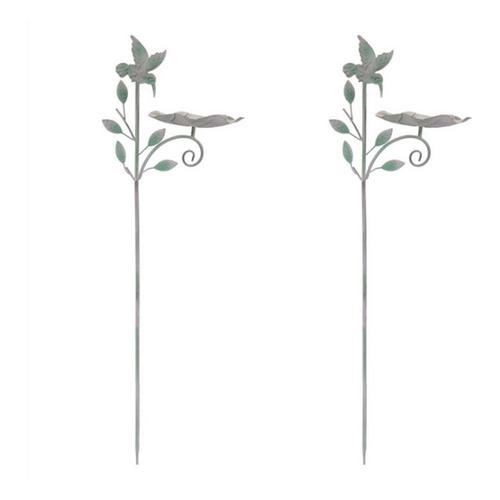 Melrose International Iron Hummingbird Leaf Bird Feeder Garden Stake (Set of 2) - Primary Image