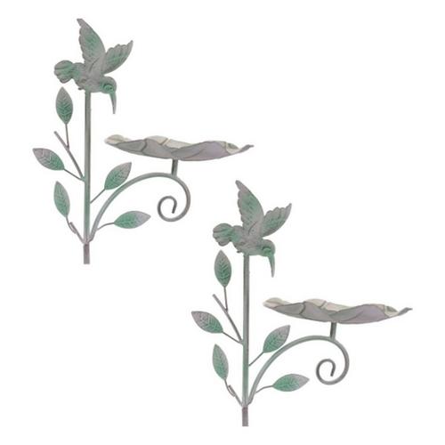 Melrose International Iron Hummingbird Leaf Bird Feeder Garden Stake (Set of 2) - Primary Image