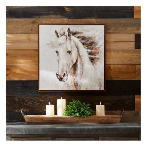 Melrose International Framed White Horse Canvas Art 24"SQ - Primary Image