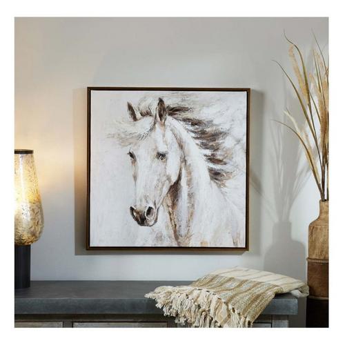 Melrose International Framed White Horse Canvas Art 24"SQ - Primary Image