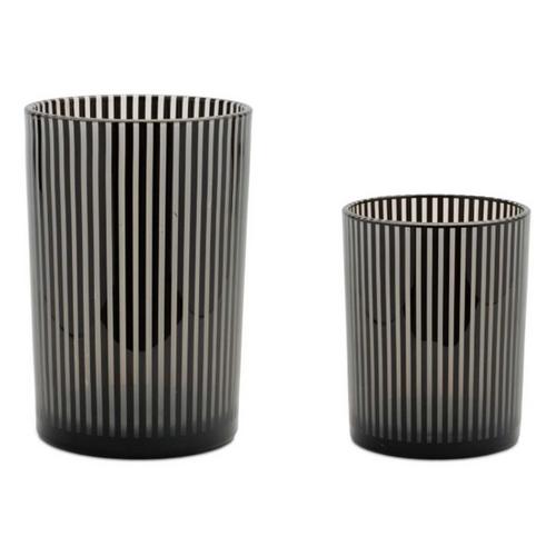 Melrose International Srtiped Glass Candle Holder (Set of 2) - Primary Image