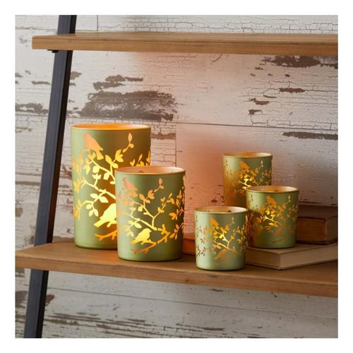 Melrose International Frosted Floral Bird Candle Holder (Set of 2) - Primary Image