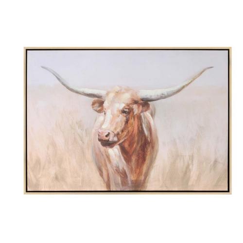 Melrose International Framed Long Horn Cattle Wall Art 28"L - Primary Image
