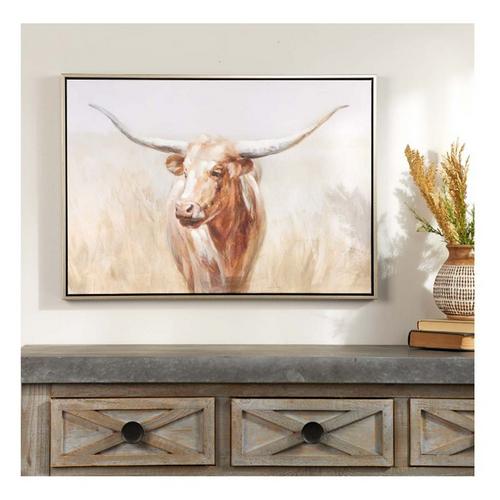 Melrose International Framed Long Horn Cattle Wall Art 28"L - Primary Image