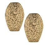 Melrose International Distressed 14.25in Flat Metal Vase (Set of 2) - Thumbnail 1 of 3