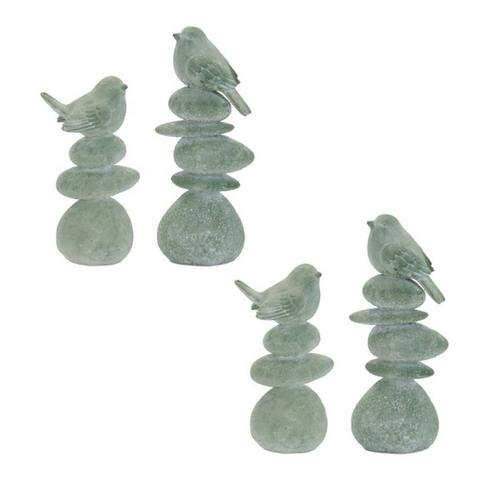 Melrose International Bird on Rock Stack Figurine (Set of 4) - Primary Image