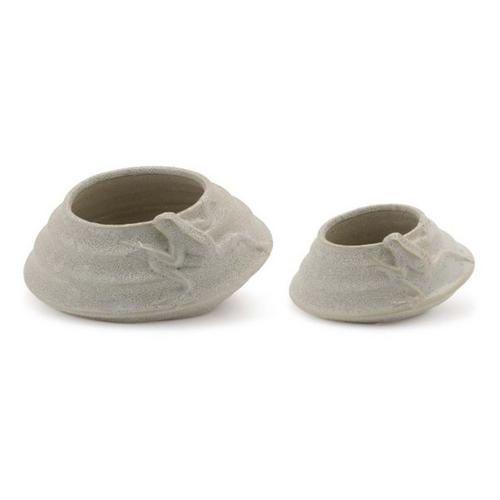Melrose International Round Porcelain Planter with Frog (Set of 2) - Primary Image