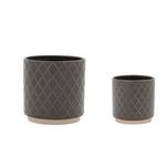 Melrose International Ceramic Diamond Pattern Planter (Set of 2) - Thumbnail 1 of 3