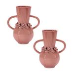 Melrose International Storeware 8in Vase with Floral Accent (Set of 2) - Thumbnail 1 of 2