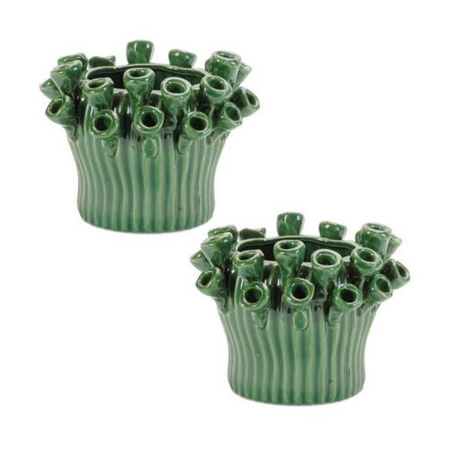 Melrose International Storeware 5in Bud Vase with Floral Accent (Set of 2) - Primary Image