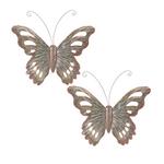Melrose International Distressed Metal Butterfly Wall Hanging (Set of 2) - Thumbnail 1 of 2