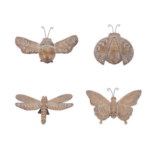 Melrose International Floral Etched Insect Shelf Sitter (Set of 4) - Primary Image