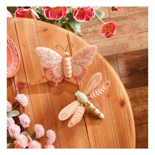 Melrose International Floral Etched Butterfly and Dragonly Shelf Sitter (Set of 4) - Primary Image