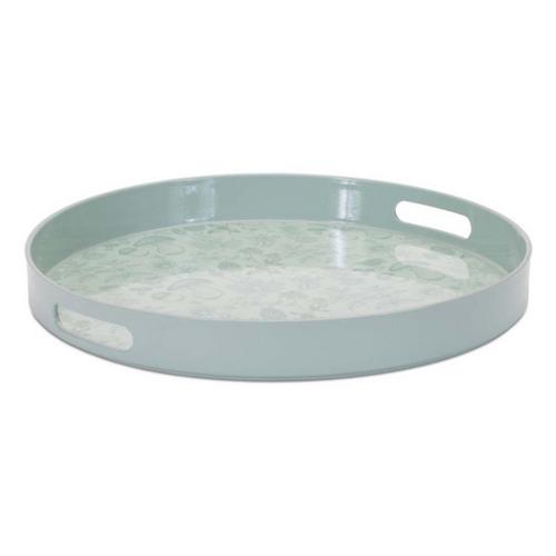 Melrose International Round Mushroom and Floral Print Tray 13.5"D - Primary Image