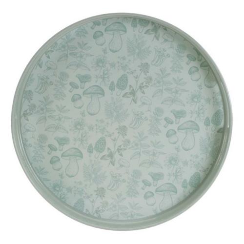 Melrose International Round Mushroom and Floral Print Tray 13.5"D - Primary Image
