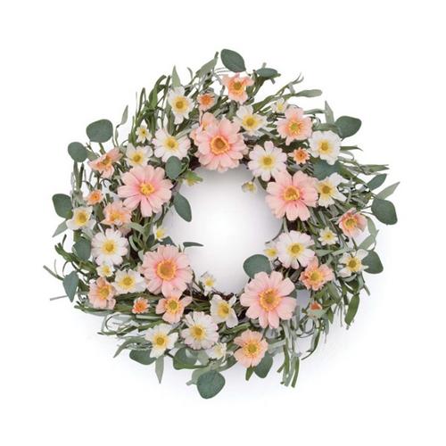 Melrose International Mixed Daisy Floral Wreath 22"D - Primary Image