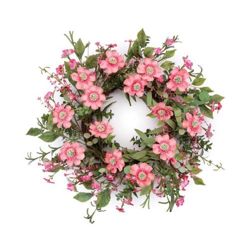 Melrose International Mixed Pincushion Floral Wreath 22"D - Primary Image