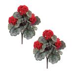 Melrose International 17.5in Geranium Floral Bush (Set of 2) - Thumbnail 1 of 3