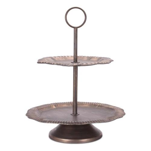 Melrose International Tiered Bronze Metal Tray 23"H - Primary Image
