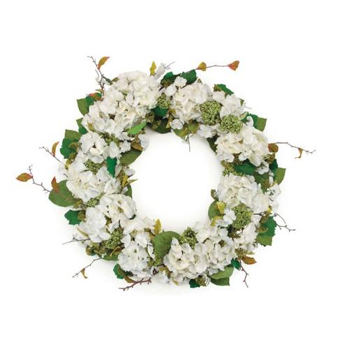 Melrose International Hydrangea and Seedum Floral Wreath 32"D - Primary Image