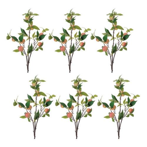 Melrose International Peach Fruit Foliage Branch (Set of 6) - Primary Image