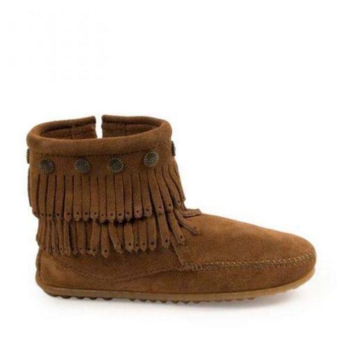 Women's Minnetonka Double Fringe Side Zip Western Boots - Primary Image