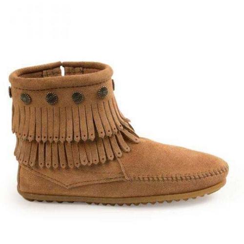 Women's Minnetonka Double Fringe Side Zip Western Boots - Primary Image