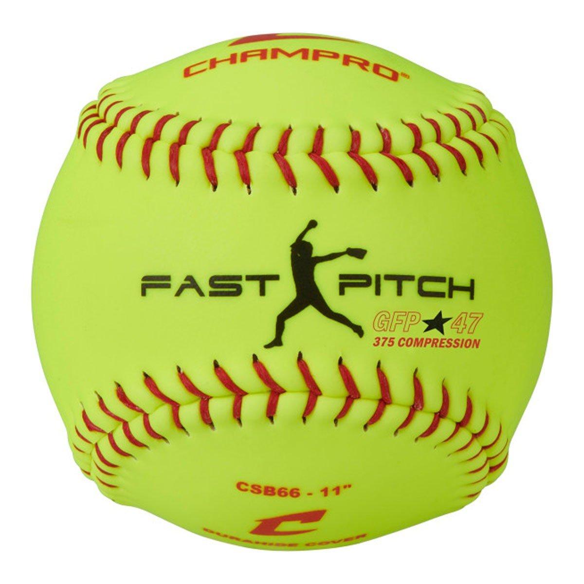 Champro GFP-44 Palline Da Softball Fastpitch 11 Pollici - Confezione Da 12, Gialle, COR 0.44