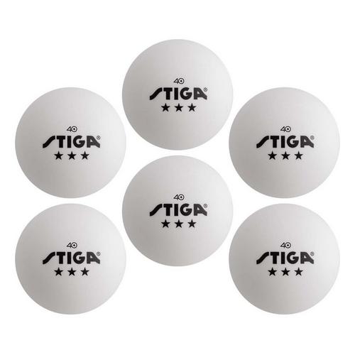 STIGA 3-Star 6-Pack White Ping Pong Balls - Primary Image