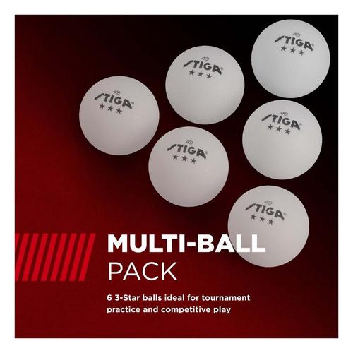 STIGA 3-Star 6-Pack White Ping Pong Balls - Primary Image