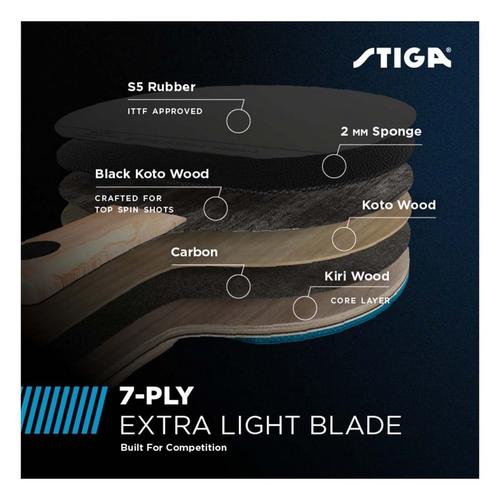 STIGA Blue Pro Carbon Table Tennis Paddle - Primary Image