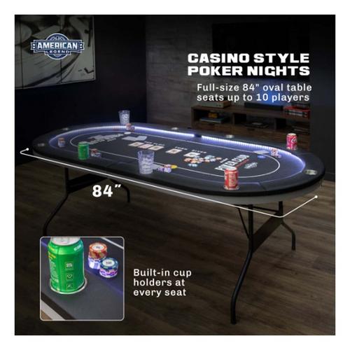American Legend 84" Oval LED Casino Table - Primary Image