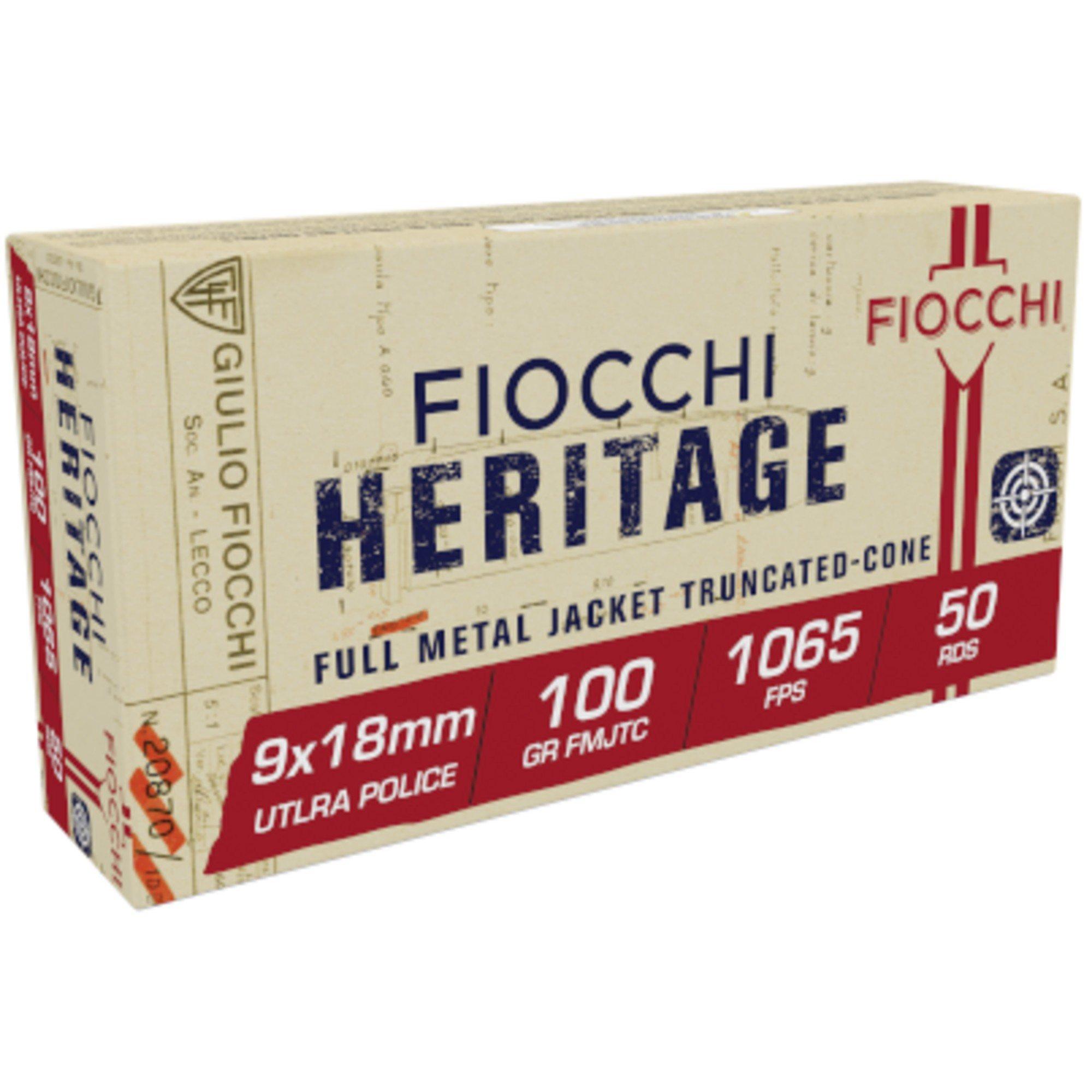 Fiocchi Heritage FMJ 9x18mm Ultra Handgun Ammunition 50 Round Box