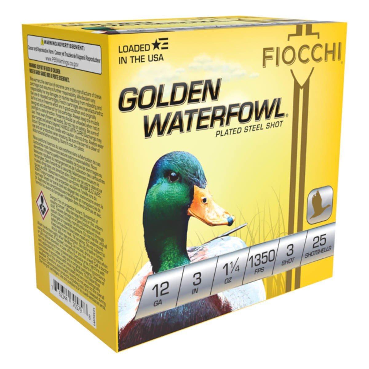 Fiocchi Golden Waterfowl 12 Gauge Shotshells 25 Round Box