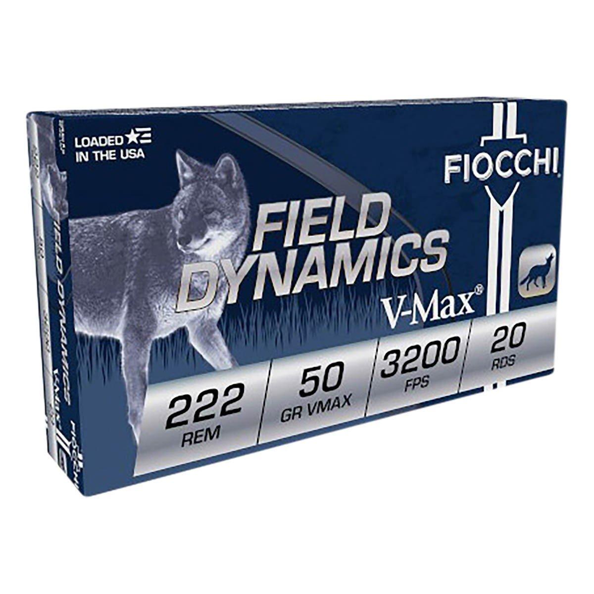 Fiocchi Field Dynamics V-MAX 222 Remington Rifle Ammunition 20 Round Box
